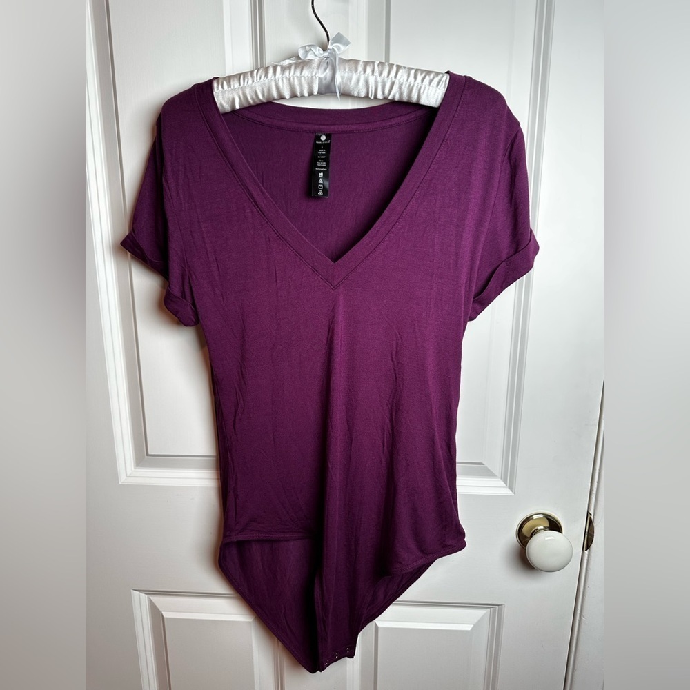 Yogalicious Deep Purple V-Neck bodysuit